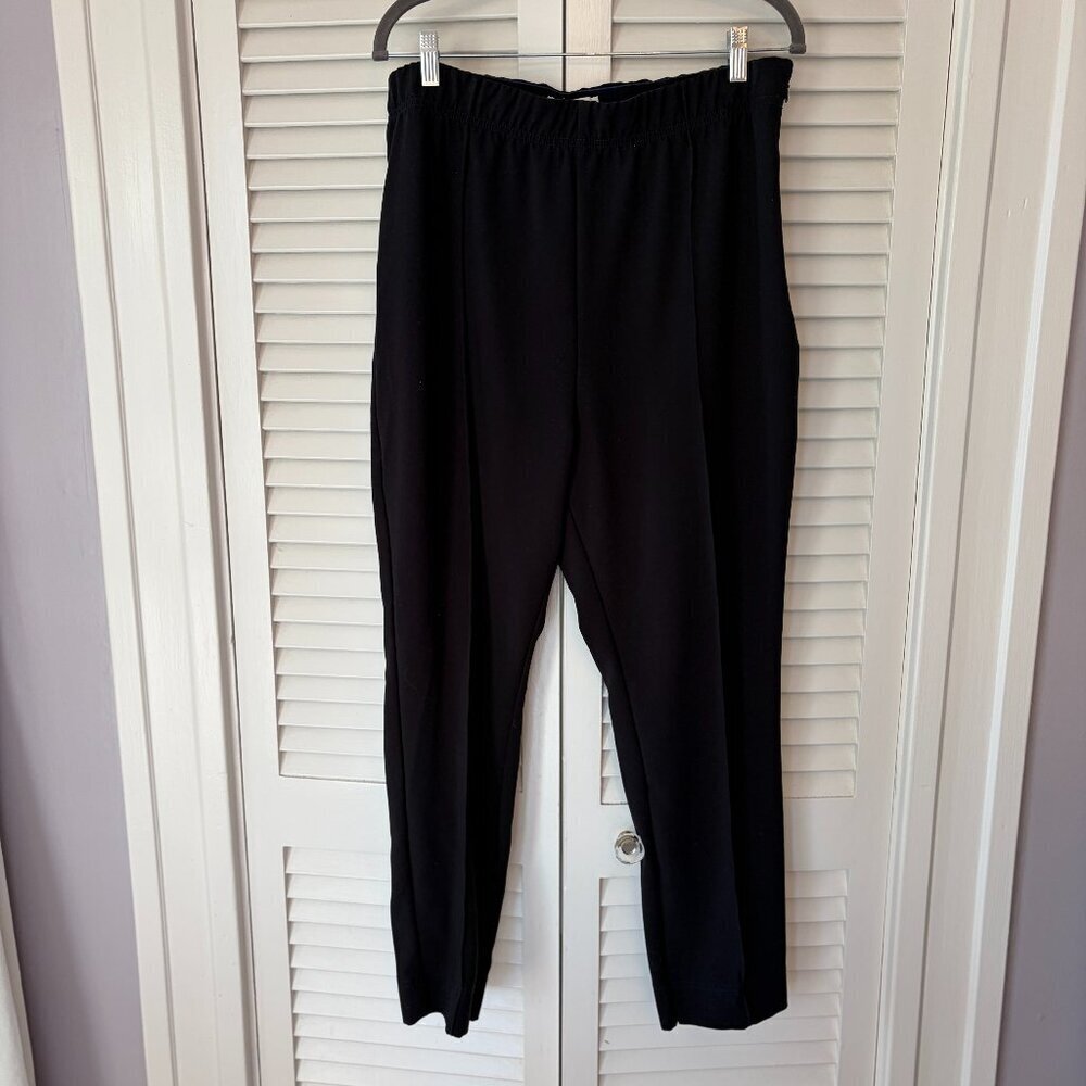 By Anthropologie jogger pants XL black seamed tapered pockets athleisure